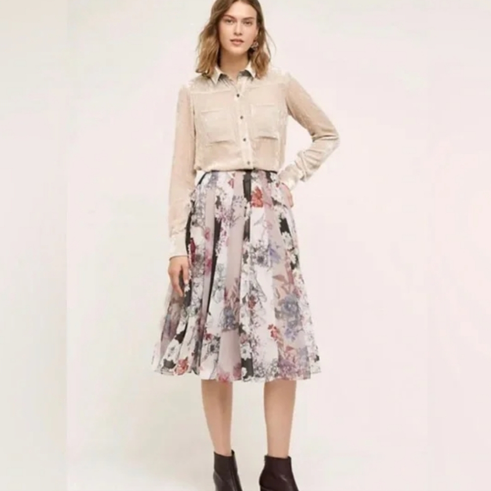 Anthropologie Varun Bahl Flowerful Midi Skirt